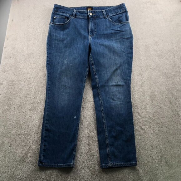 Lee Womens Jeans Size 16WP Smart Fit Stretch Blue Denim Classic Casual Straight - Picture 15 of 16